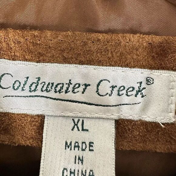 Coldwater Creek Brown Suede Leather Jacket Womens XL Coat Full Zip Western READ - Picture 4 of 12